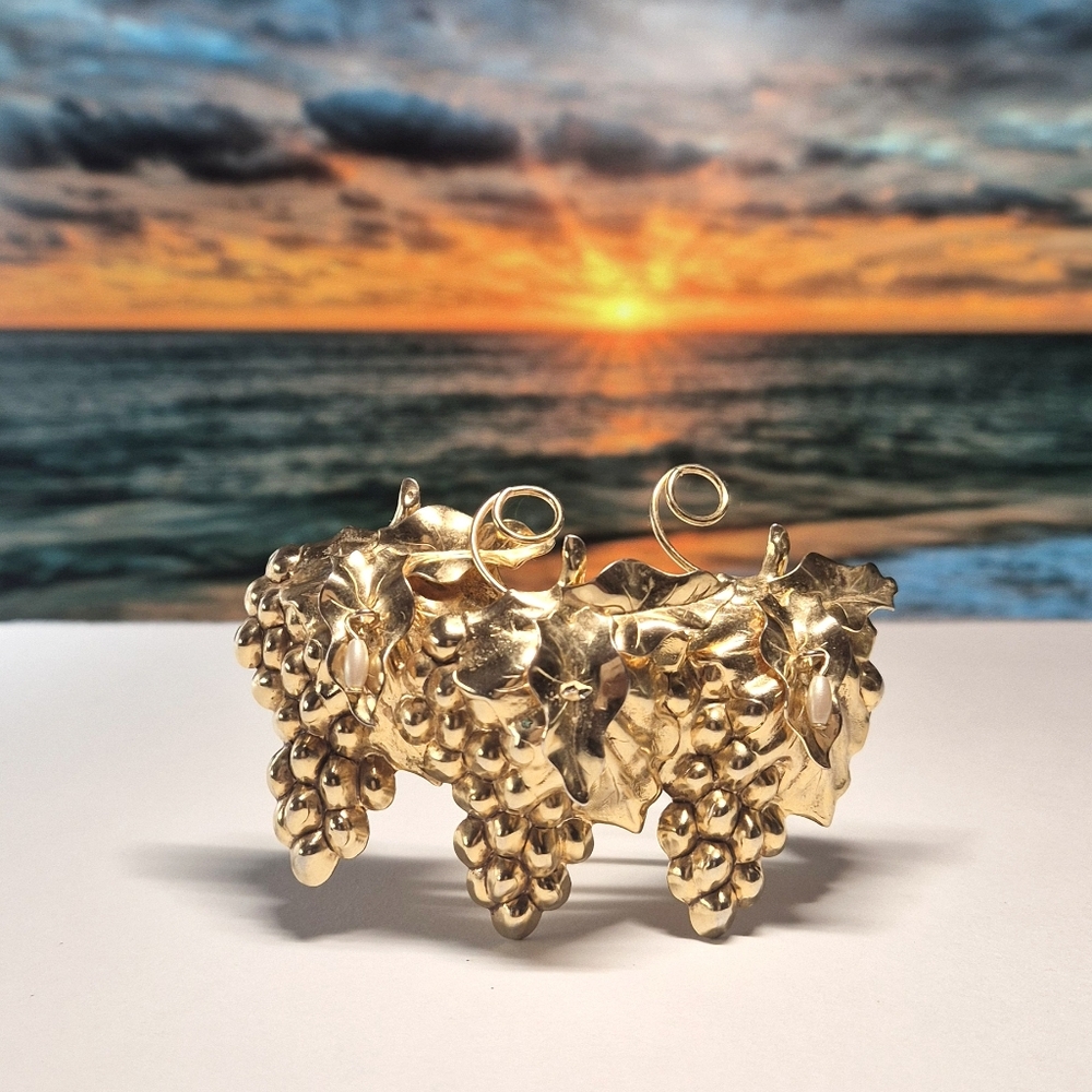 Vintage Kirks Folly Gold Grapes Barrette
